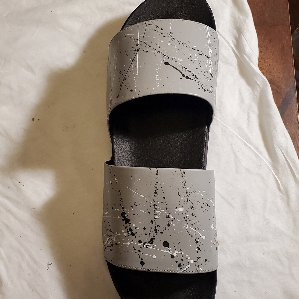 Men Grey Splatter Slides - image 3